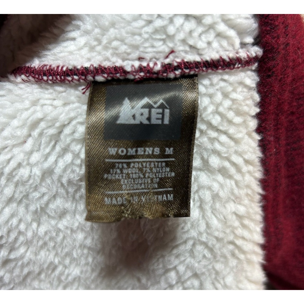 REI‎ Womens Fleece Lined Full Zip Jacket Dark Red Size Medium Wool Blend EUC - Picture 3 of 7